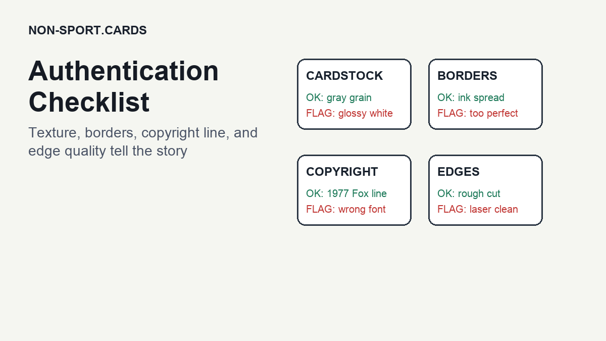 Star Wars card authentication checklist graphic