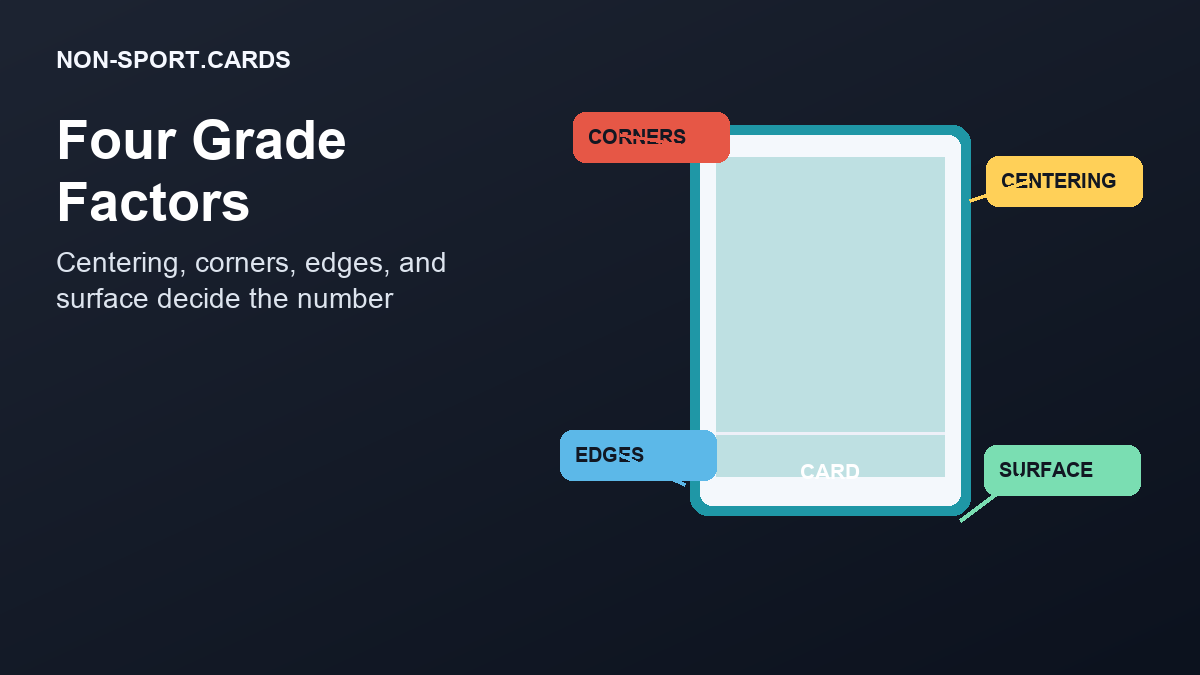 Star Wars card grading factors graphic